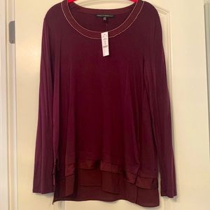 Cabernet Long Sleeve Top with Beaded neckline